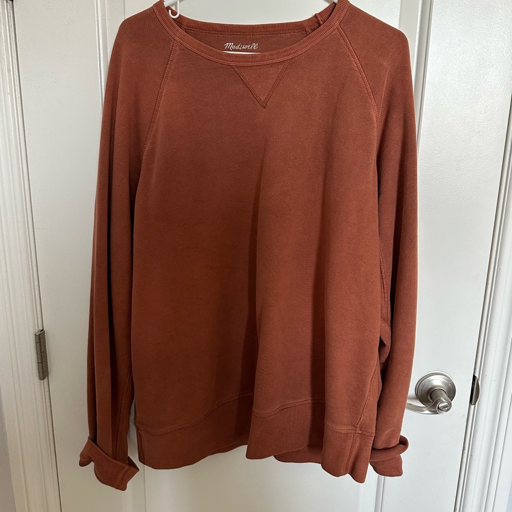 Garment-Dyed Crewneck Sweatshirt - burnt orange
